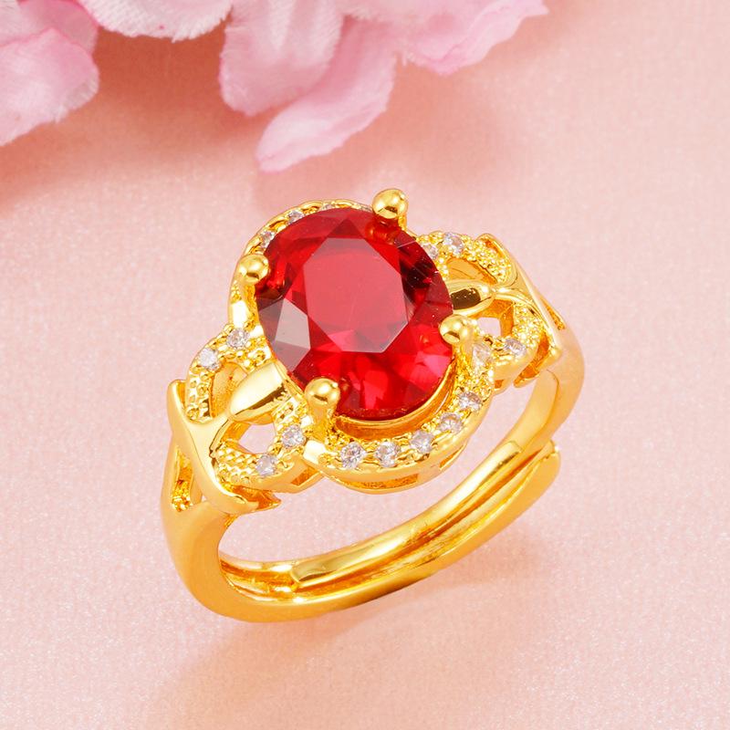 Женское кольцо из латуни с покрытием из 18-каратного золота с имитацией турмалина и кристаллами циркона