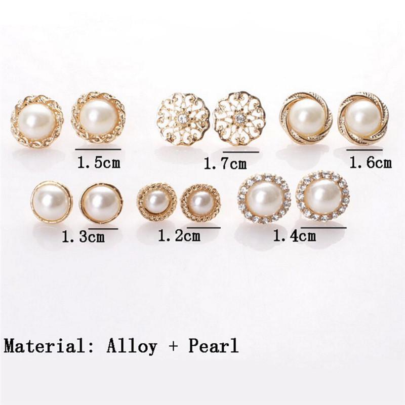 6 пар элегантных крошечных сережек-гвоздиков с кристаллами, стразами, бриллиантами и жемчугом