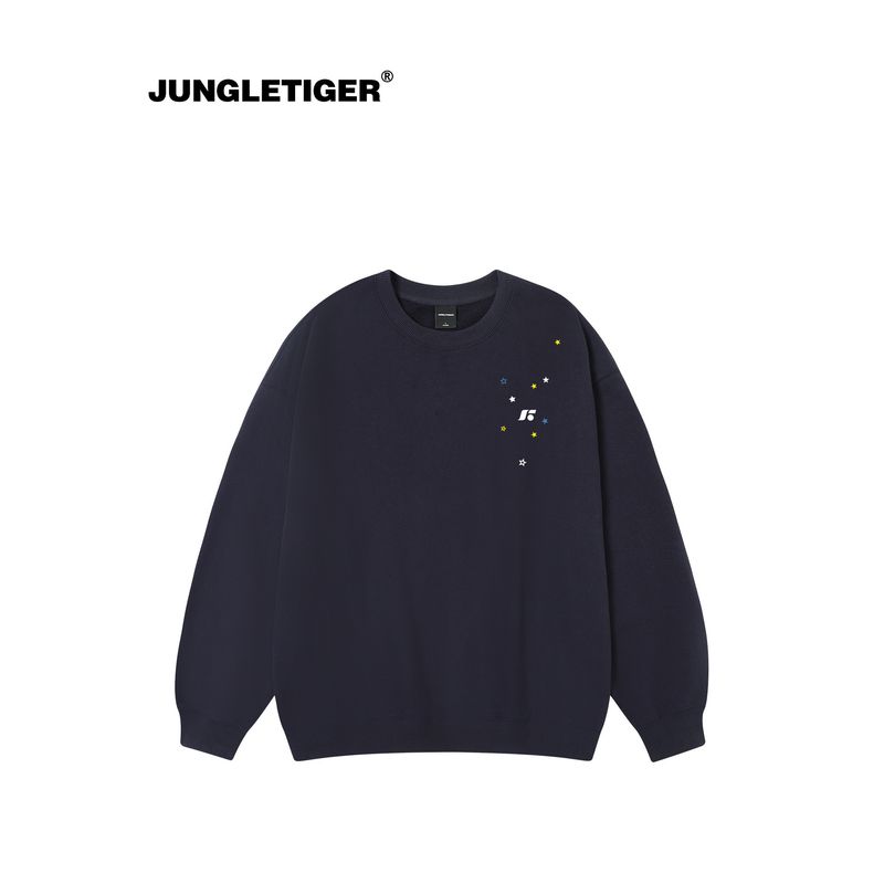 Jungle Tiger 420g Heavy Fleece Crew Neck Sweatshirt for Men and Women, Autumn and Winter Trendy Couple Thick Long-Sleeve Top