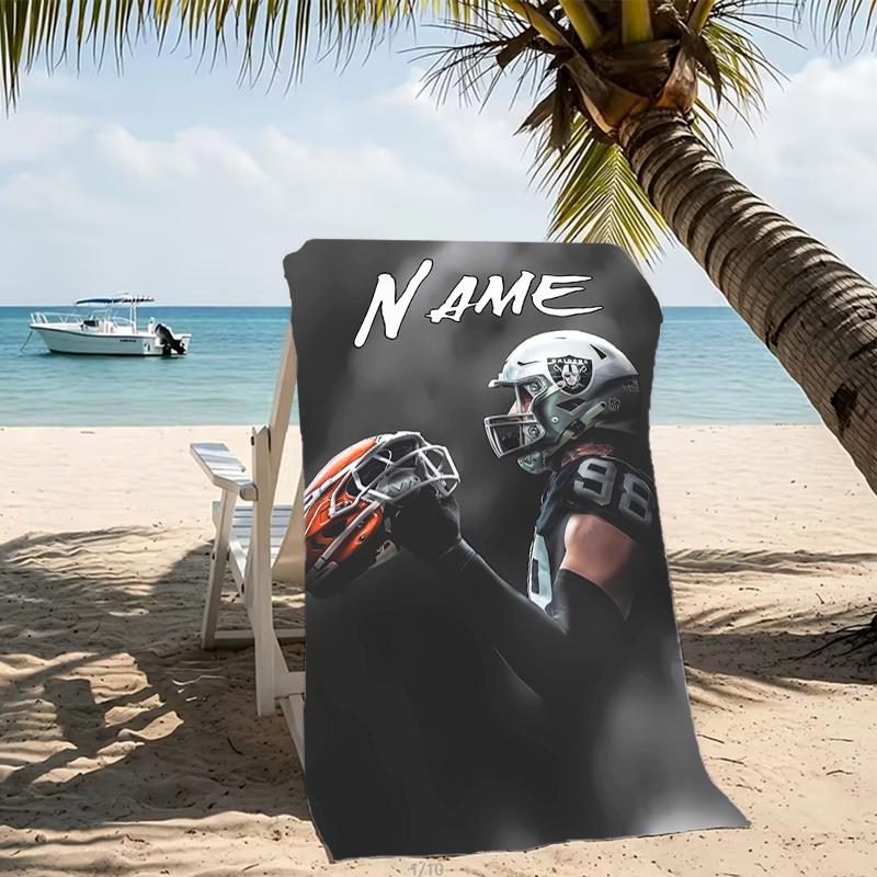 Customizable personalized beach towels Las Vegas Raiders themed designs.Suitable for the beach, yoga, sports;ideal as beach accessories