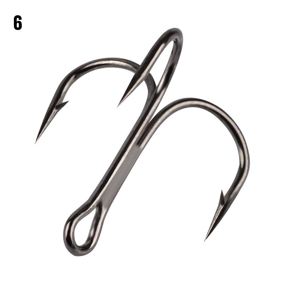 50PCS/Set Durable Sharpened Barbed Hooks Treble Jig Fishing Tackle Fishhooks High Carbon Steel