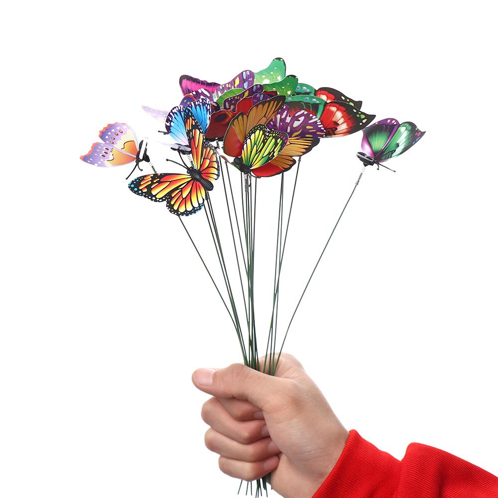 Lawn Decor Artificial Butterfly with Rods Simulation Color Fake Butterflies Garden Decoration