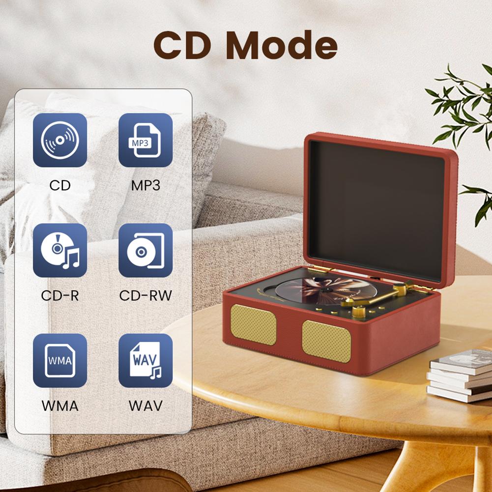 Ретро CD-плеер 3,5 мм AUX Bluetooth-совместимый 5.4 Портативный CD-плеер с пультом дистанционного управления Настольный CD-плеер для меломана