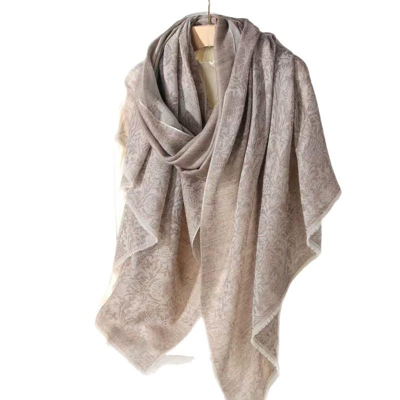 Inner Mongolia Cashmere Jacquard Shawl with Scottish Thistle - Thin Scarf for Autumn/Winter