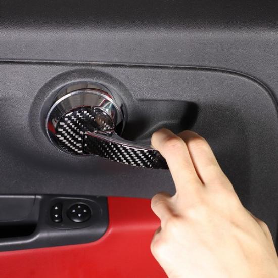 Real Carbon fiber Trim Interior Door Handle Cover trim For Fiat 500 2011-