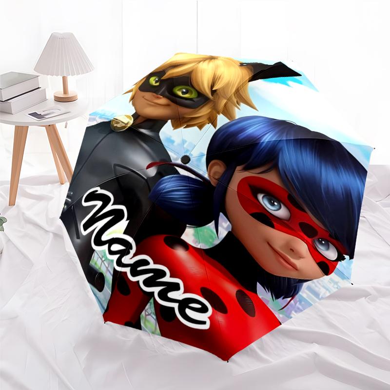 Персонализированный зонт с принтом божьей коровки L-Ladybug - Автоматическое открытие/закрытие, Прочный каркас с восемью ребрами, Автоматически складывающийся зонт