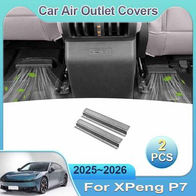 Накладки на воздуховоды подходят для XPeng P7 2025 2026 Автомобильные защитные аксессуары для вентиляционных отверстий кондиционера под задним сиденьем Нержавеющая сталь