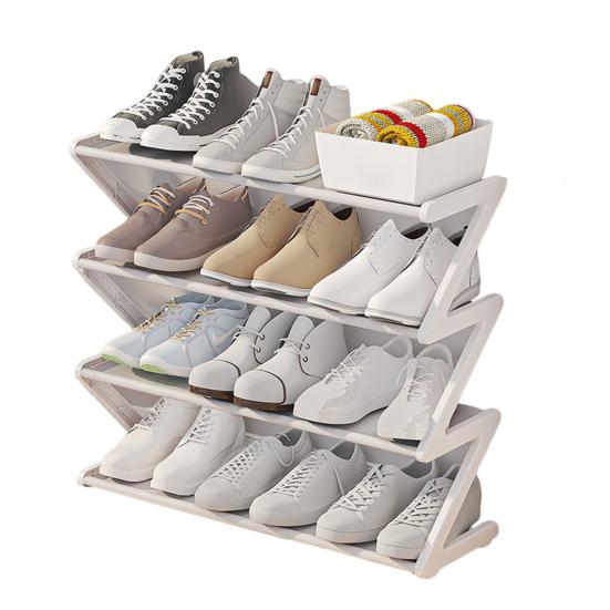 Shoe Storage Rack 4 Tiers Installation Large Stable Free Standing Easy Capacity Z-shaped Home
