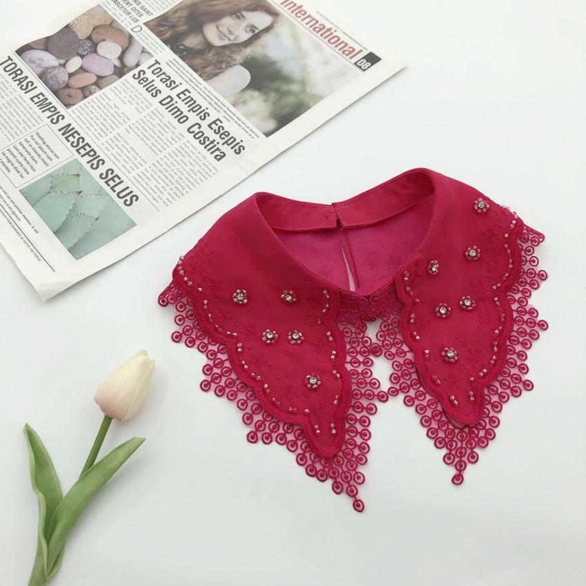 White Fake Collar for Women Shirt Blouse Necklace Candy Color False Collar Handmade Beads Detachable Sweater Collars Decor