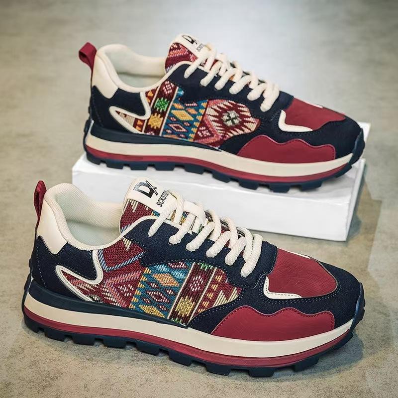 Мужская обувь, весенняя повседневная обувь, вышитая в китайском стиле, мужская спортивная обувь, модная универсальная обувь для пап, принтованная обувь Forrest Gump Board Shoes