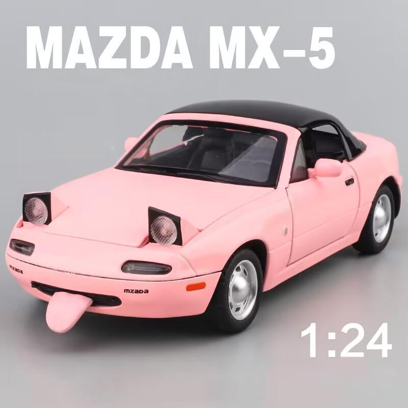 1/24 Mazda MX5 Модель легкосплавного автомобиля Звук и свет Инерционный механизм Детская игрушка Коллекционные предметы Подарок на день рождения
