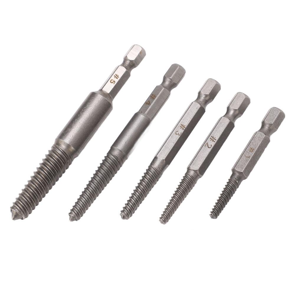 5PCS Chrome-Moly Alloy Steel Screw Remover Set Bolt Extractor Tool For Stripped Screws