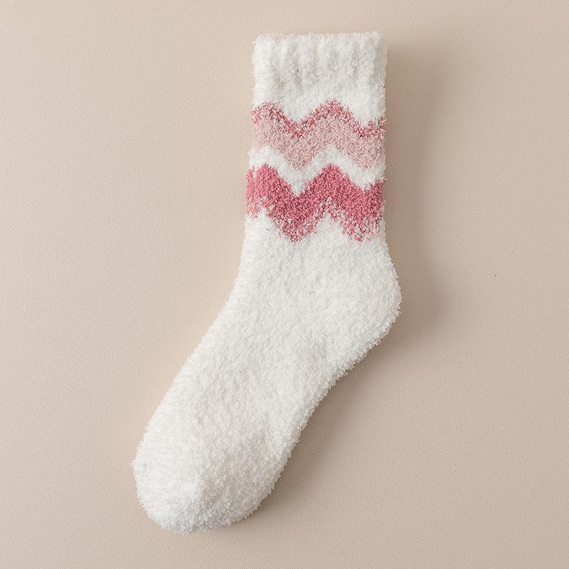 Носки Coral Velvet женские осенне-зимние толстые носки средней длины волнистые носки теплые носки-полуноски