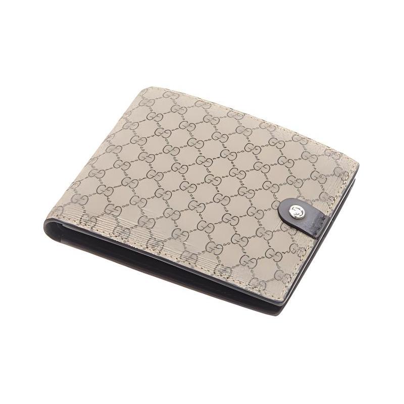 Gucci Presbyopia Logo canvas patchwork short folding wallet wallet coin purse men's ebony/dark brown classic recommendation
