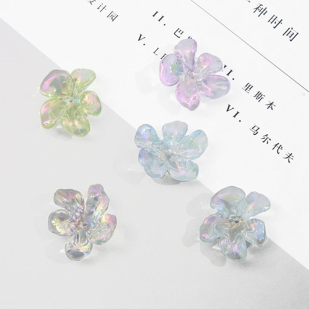 4pcs Acrylic Colorful Flowers Beads for DIY Jewelry Making Findings