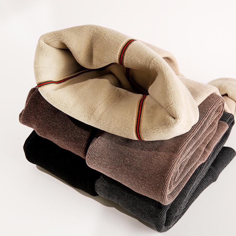 Утолщенные зимние колготки из овечьего флиса для девочек - теплые бархатные полосатые леггинсы