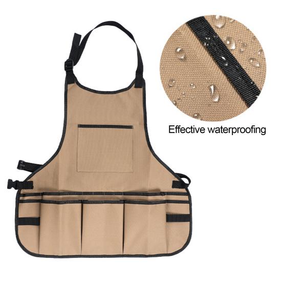 Gardening Tool Apron Heavy-Duty 600D Oxford Cloth Tool Work Aprons 14-Pocket Waterproof Organizer for Landscaping