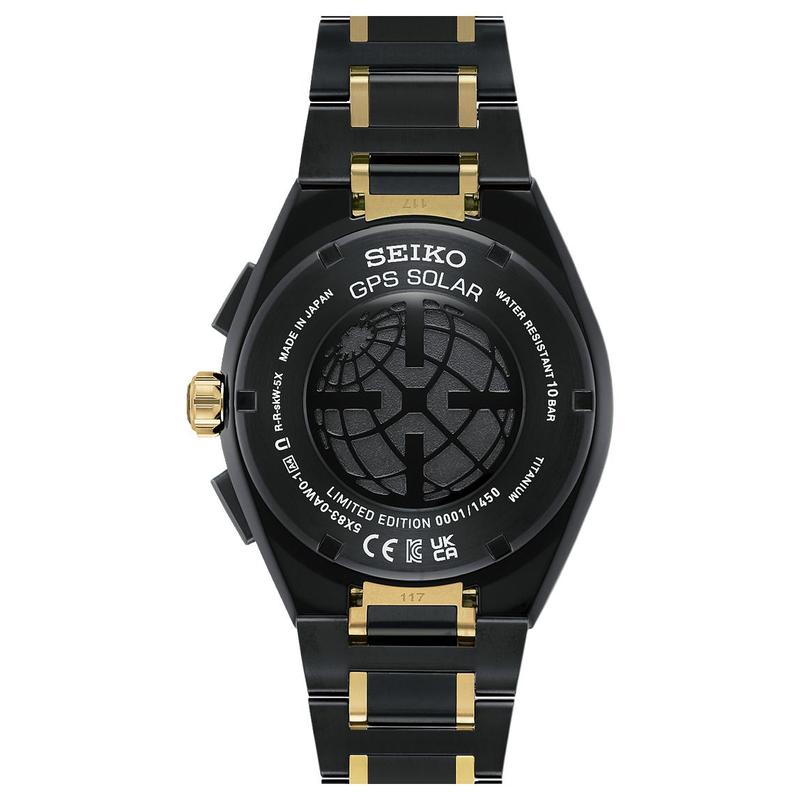Seiko Серия Astron 100 метров водонепроницаемость солнечная Кварцевые титановый ремешок 50*44.1мм мужские часы черный циферблат SBXC186