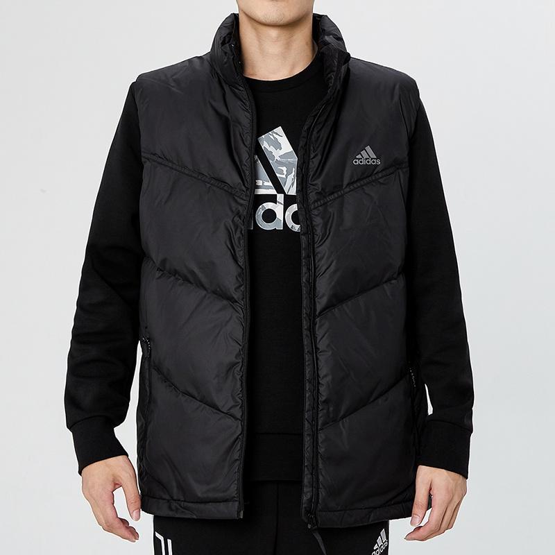 adidas Пуховой жилет для улицы, сохраняющий тепло, с воротником-стойкой, мужской, черный, H20775