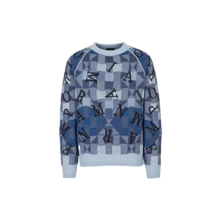 Emporio Armani Свитер с вышивкой букв реглан мужской FW22 Синий 6L1MV91M08Z-F707