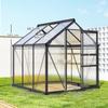 Greenhouse Aluminum 3.65m² 190x192x201cm with Foundation Roof Window Sliding Door 4mm Panels, UV-Resistant Tomato House Cold Frame for Garden Outdoor