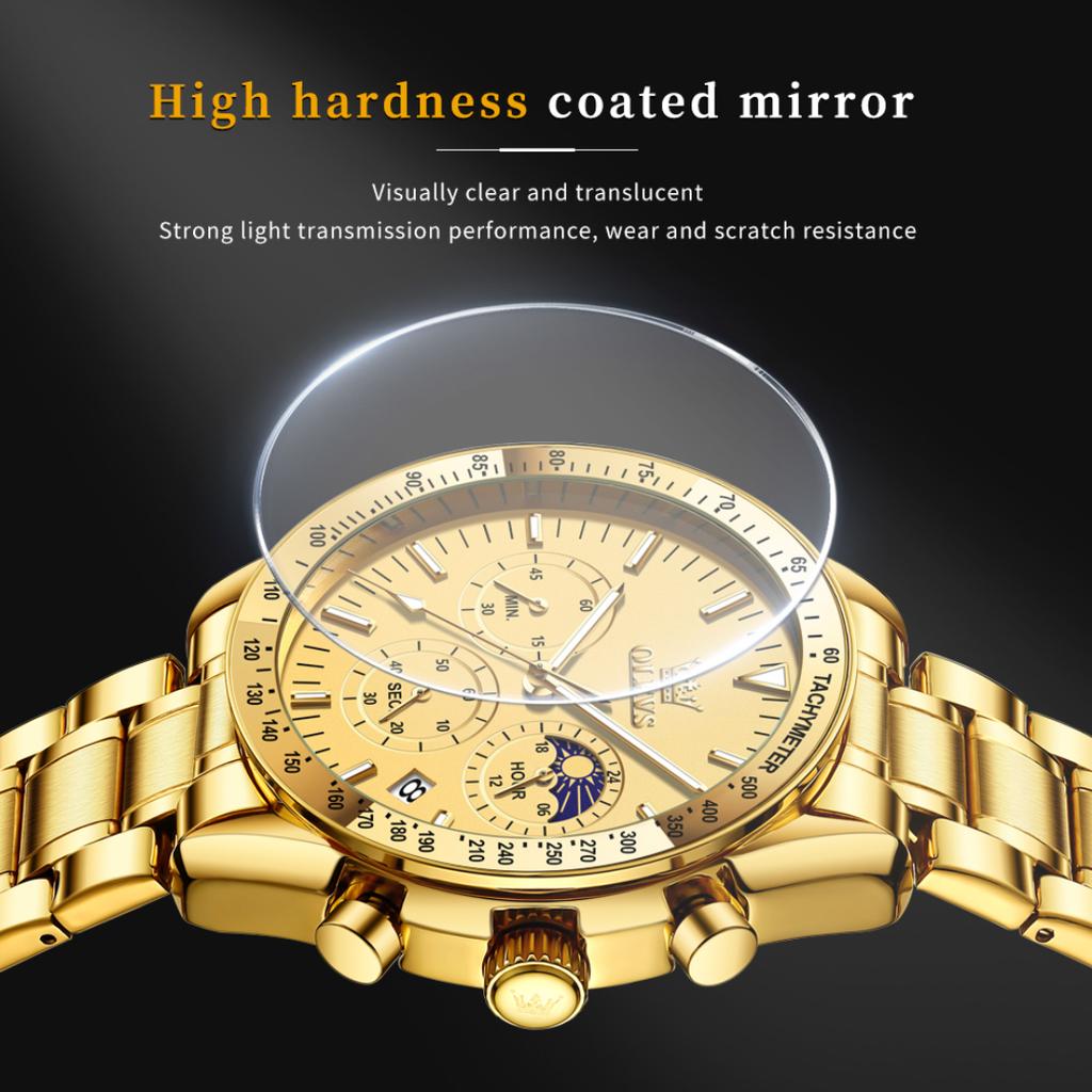 Модные синие кварцевые часы для мужчин из нержавеющей стали, водонепроницаемые, светящиеся, дата, фазы Луны, хронограф, часы для мужчин