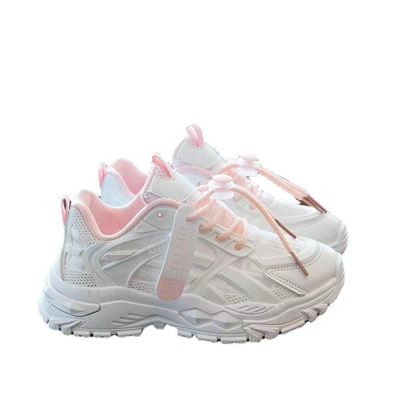 Спортивная обувь для девочек, дышащая сетчатая обувь для пап, новые универсальные белые туфли для мальчиков, повседневная сетчатая обувь для учеников начальной школы