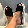 Fashion 2025 New Summer Thick Soled Wedge-shaped Shoes Women's Bow Sandals with a Straight Sloping Heel Casual Sandals for Women