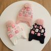 Зимний детский чепчик 2-8 лет с помпоном, вязаные шапки, новая шапка с защитой ушей в виде цветка, детская уличная