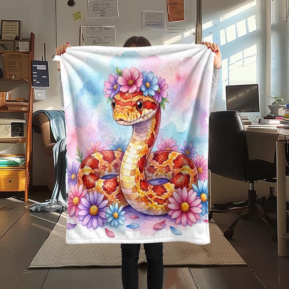 1PC Cute Watercolor Animals Print Flannel Blanket, High quality All Seasons, Home Decor, Warmth and Comfort, Perfect for Christmas Gifts