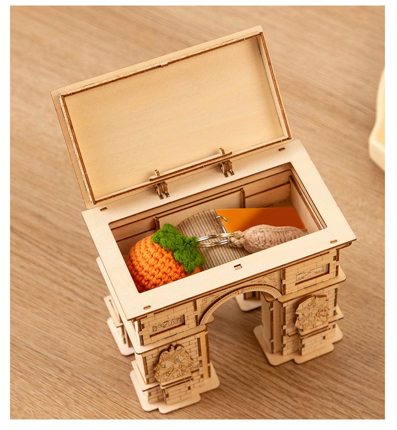 3D Wooden Puzzle Model: Eiffel Tower & Arc De Triomphe - Ancient Building Ornaments for Kids