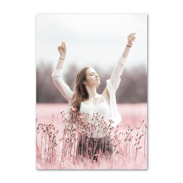 Скандинавский розовый цветок Парижская башня Роза девушка кольцо велосипед плакат и принты настенная живопись на холсте настенная картина для декора гостиной