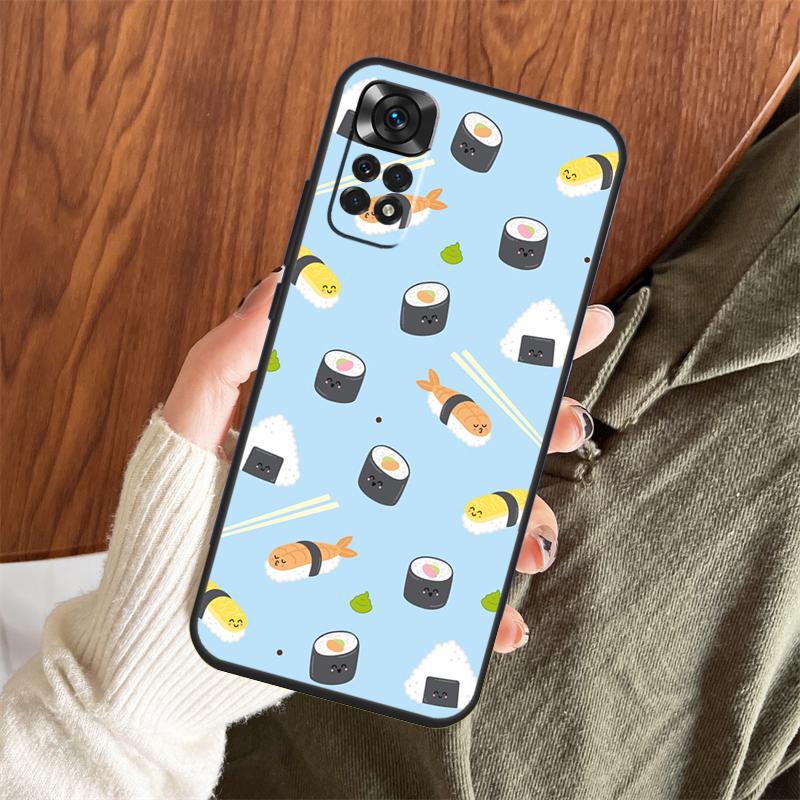 Japanese Sushi Food Case For Xiaomi Redmi Note 14 Pro 13 12 11 10 15 Pro Plus Redmi 13 C 15 10C 12C 14C 15C Cover