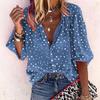 Women Nine Point Sleeve Floral Print Blouse Spring Autumn Button Up Shirts Plus Size Loose Lapel Ladies Tops