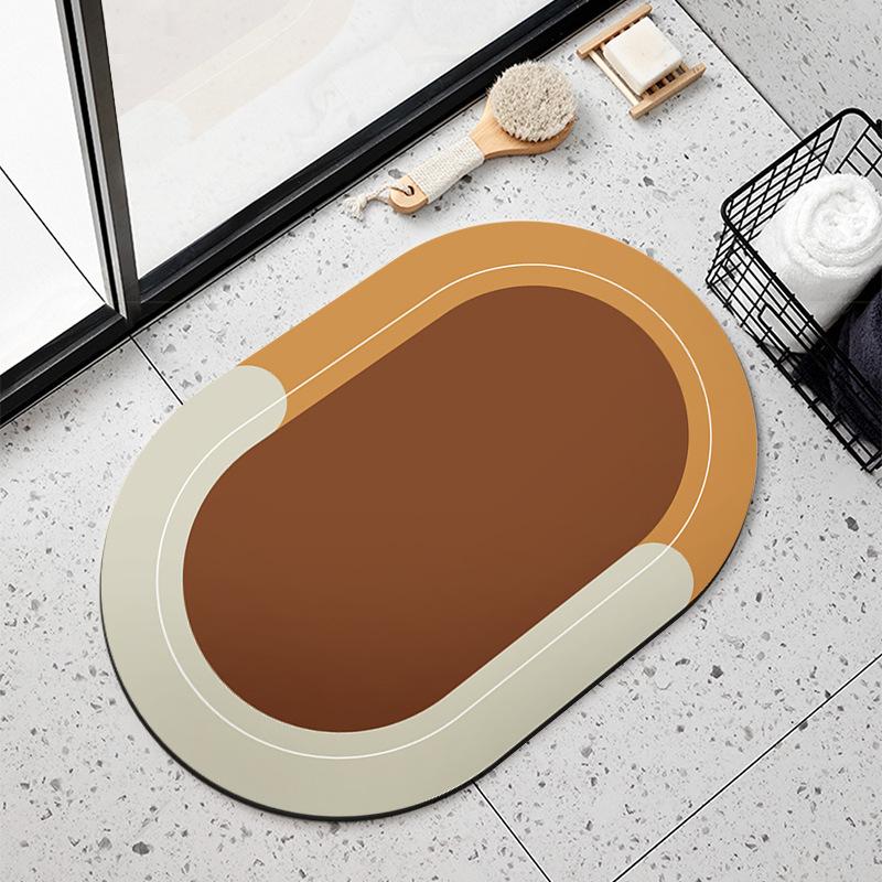 Simple Wordless Diatom Mud Style Soft Cushion Household Bathroom Door Mat Bathroom Water Absorption Quick-drying Anti-slip Foot Mat