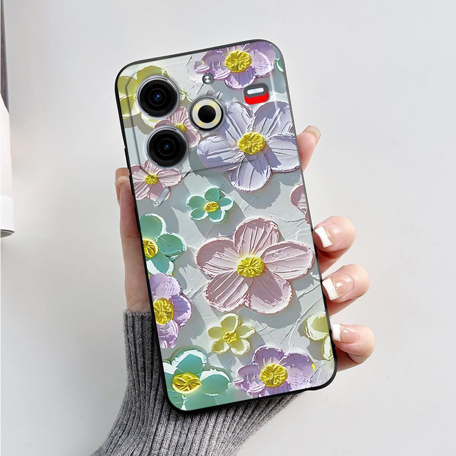 6,78" Для Tecno Pova 6 Neo Чехол Pova6 Neo Задняя крышка Стильный узор Черный силикон Мягкие чехлы для телефона Для Tecno Pova 6 Neo Fundas