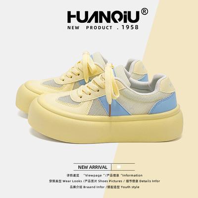 Глобальная платформа желтые кеды женские ZHQ5986 лето нишевые универсальные студенческие для увеличения роста повседневные туфли женская обувь тренд