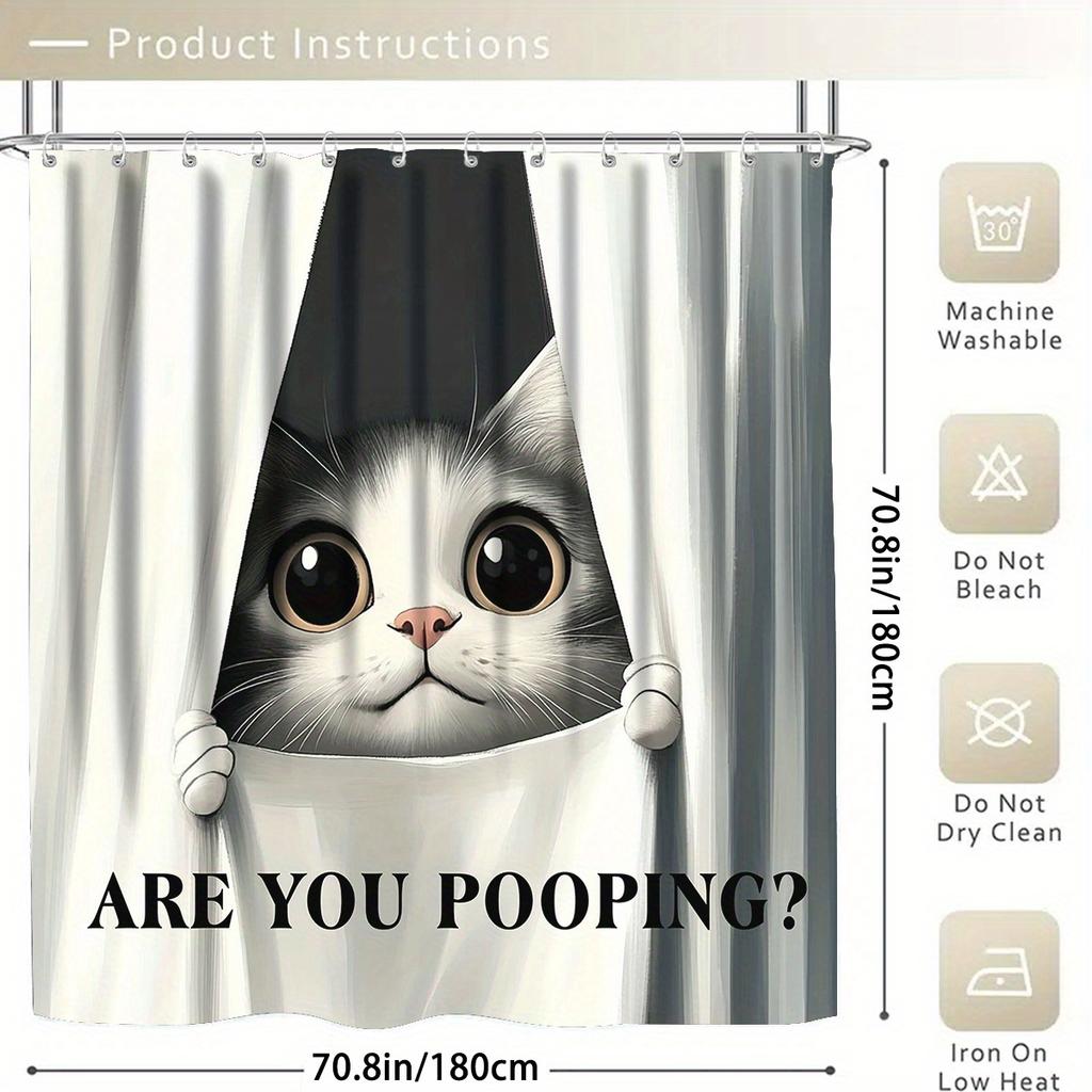 4 шт. Роскошный забавный кот водонепроницаемый комплект занавесок для душа декоративный набор для ванной комнаты нескользящий коврик для унитаза коврик для ванной и 12 крючков