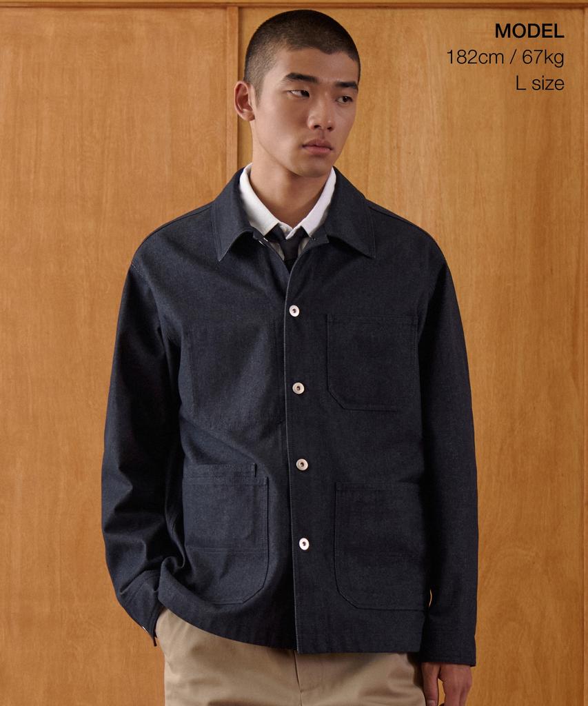 Musinsa Standard Denim-Like Chore Jacket [Deep Indigo]