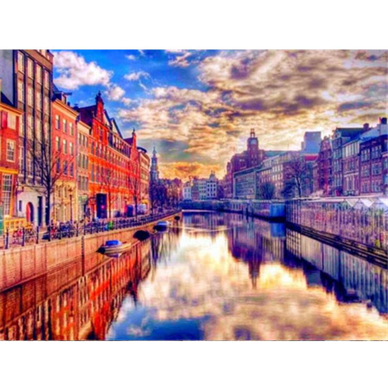 Алмазная картина, полный круглый квадратный природный пейзаж, настенные наклейки, мозаика, пляжная вышивка, горный пейзаж, алмазное искусство