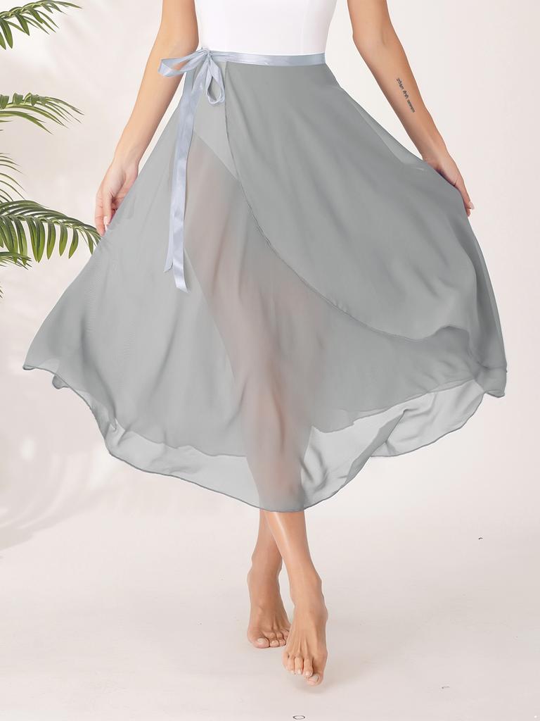 Ladies Professional Ballet Dance Wrap Skirt Chiffon Adult Asymmetrical Skirt Modern Dance Training Accessories