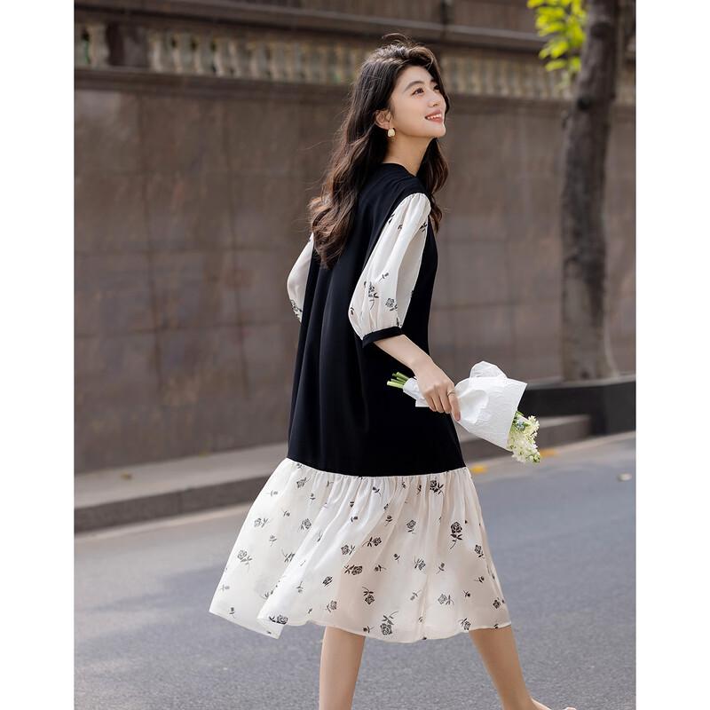 Elegant Ruffled Midi Print Dress
