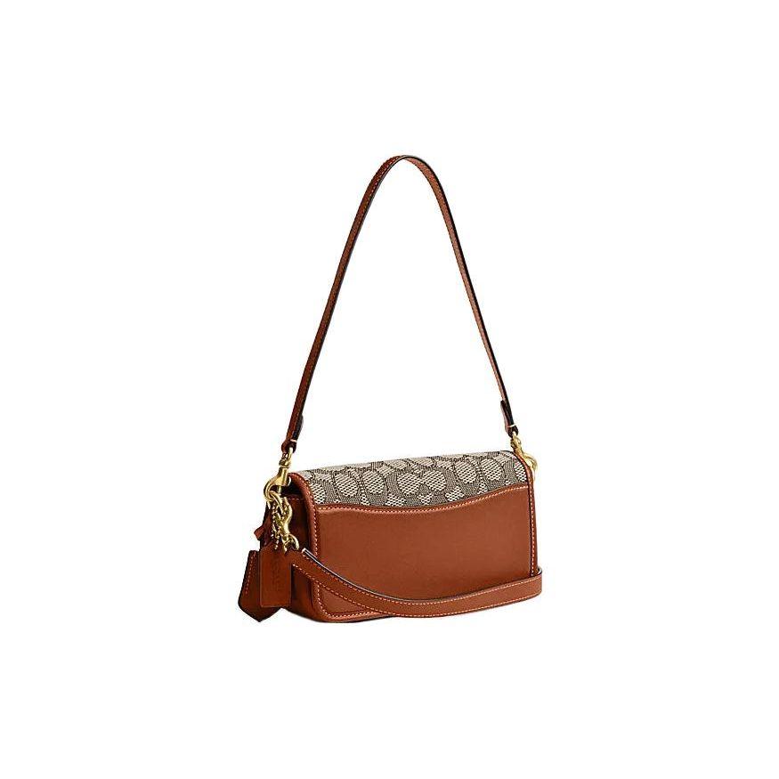 Coach Studio 20 Gold Logo Classic Monogram Multi-Functional Pocket Turn-Lock Closure Leather And Fabric Baguette Bag Women handbags CJ860-B4TA7
