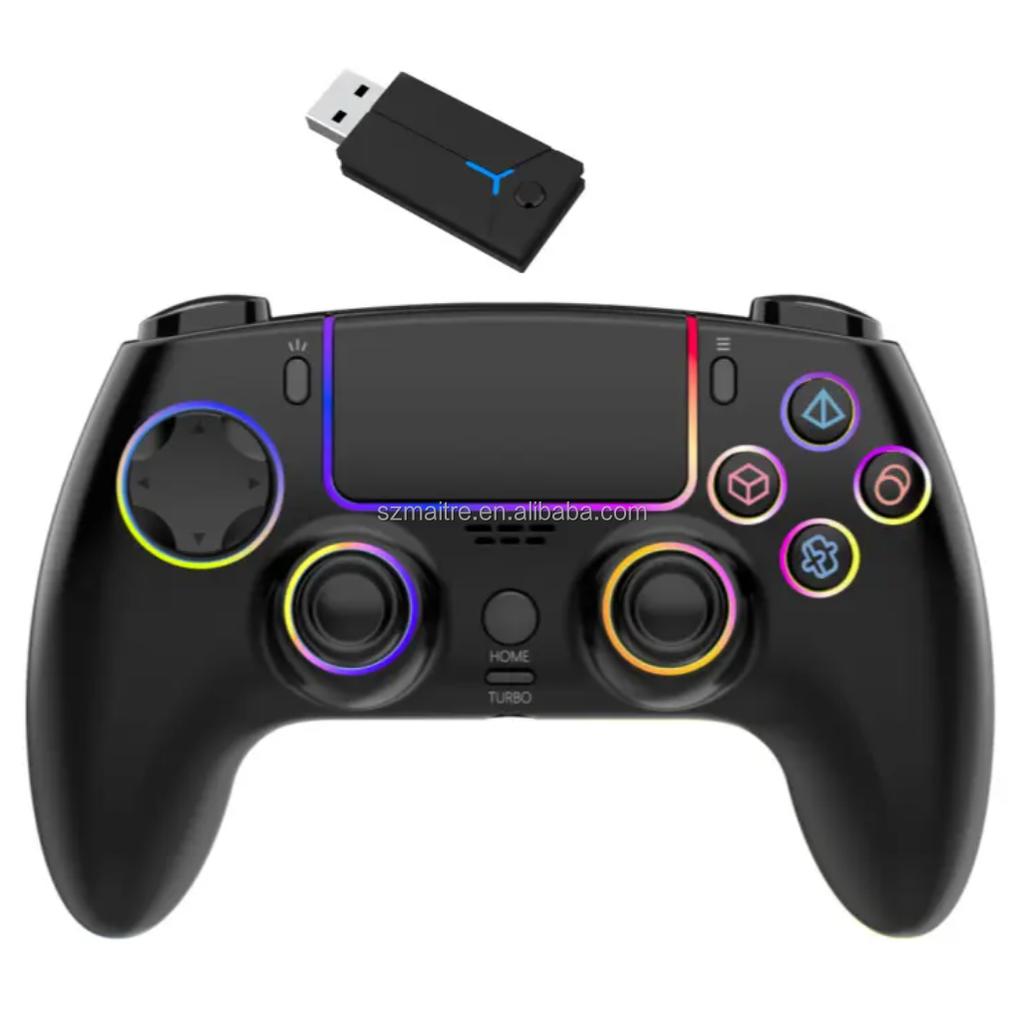 Wireless Game Controller Dynamic RGB Lighting Wireless 2.4GHz Six-Anis Gyro Touch Buttons for PS5/PS4/PS3/Switch Game Player
