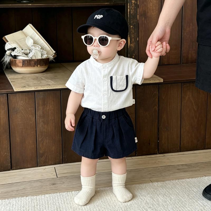 Summer Han Fan Baby Boy Summer Suit Infant And Toddler Pure Cotton Breathable Short Sleeve Shorts Two-Piece Set Summer Outfit