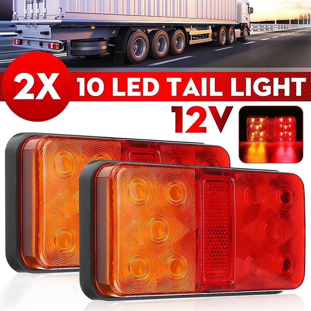 2Pcs 12V/24V/12-80V LED Truck Tail Lamp Taillight Turn Signal Indicator Stop Lamp Rear Brake Light For Car Truck Trailer Ca N2H0