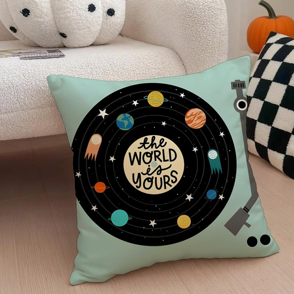Vintage Vinyl Record Retro Music Cushion Cover Throw Pillow Cover Hidden Button Durable Polyester Chair Cushion