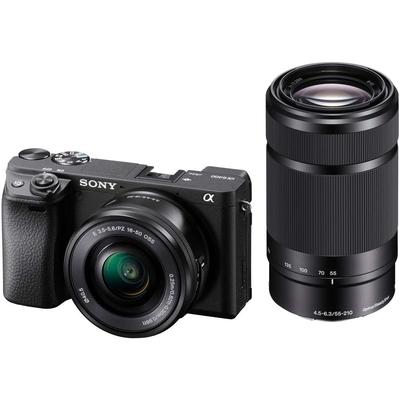 Sony Беззеркальная камера с двойным зум-объективом Black B APS-C single-lens 6400 (в комплекте объектив SELP1650+SEL55210) ILCE-6400Y