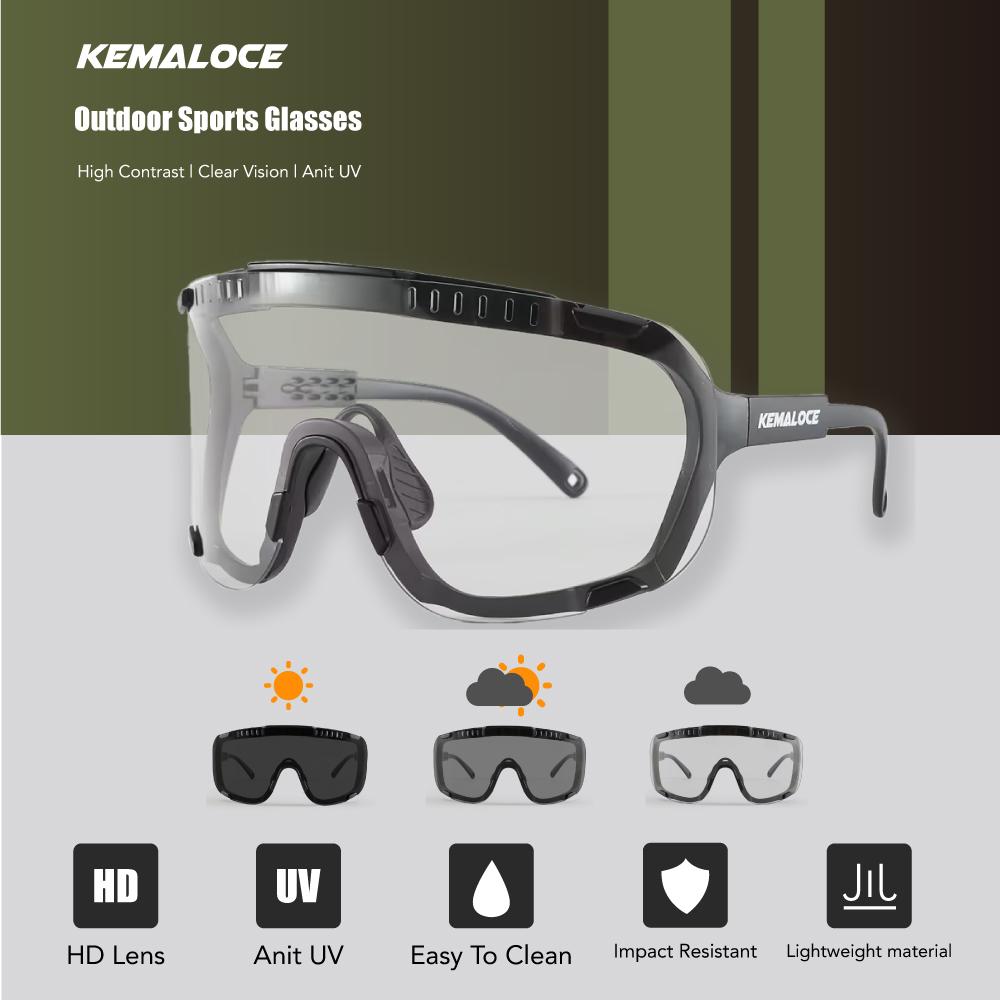 KEMALOCE 2025 фотохромные солнцезащитные очки для велоспорта UV400 для спорта на открытом воздухе для мужчин и женщин, для бега на велосипеде, для горного велосипеда, очки для вождения