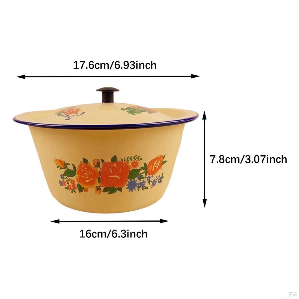 Креативная эмалированная миска с крышкой, ретро-гаджет, традиционная многофункциональная миска для замешивания теста